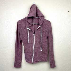 Aeropostale Heathered Burgundy Zip Hoodie